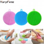 YuryFvna Silicone Dish Sponge Antibacterial Kitchen Scrubber Vegetable Fruit Brush Cleaning Sponge Dish Washing Brush Pot Holder