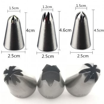 3pcs big size DIY Cream Cake Icing Piping Nozzles Pastry Tips Fondant Cake Decorating Tip Stainless Steel Nozzle Baking 1M 2F 2D