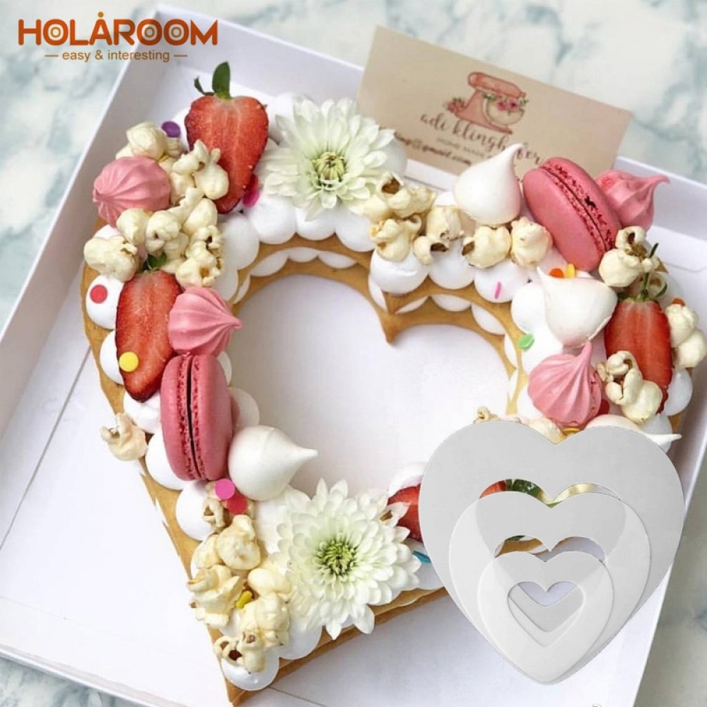 Holaroom Heart Shape PET Plastic Cake Mold Decorating Tools Confeitaria Maker Useful Baking Accessories 6/8/10/12/14inch