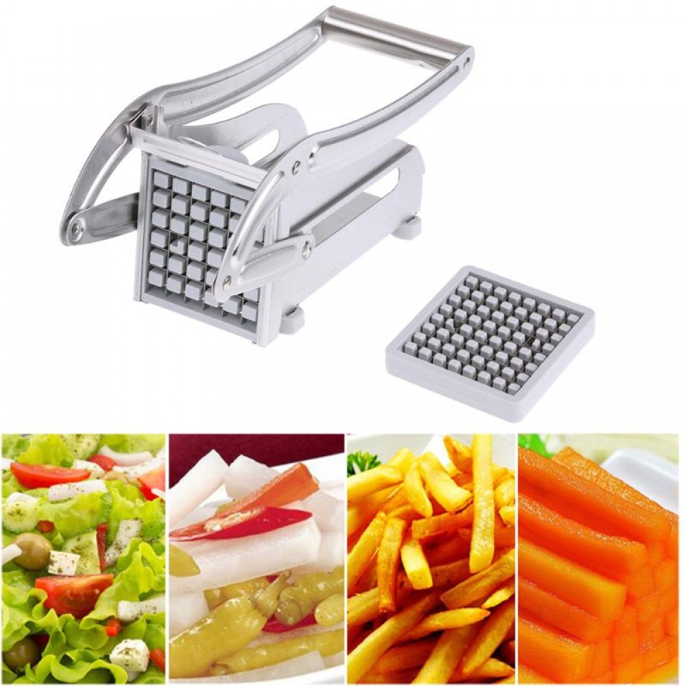 Stainless Steel Home French Fries Potato Chips Strip Slicer Cutter Chopper Chips Making Tool Potato Cutting Fries + 2 Blades