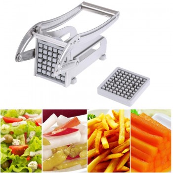 Stainless Steel Home French Fries Potato Chips Strip Slicer Cutter Chopper Chips Making Tool Potato Cutting Fries + 2 Blades