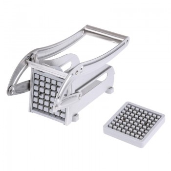 Stainless Steel Home French Fries Potato Chips Strip Slicer Cutter Chopper Chips Making Tool Potato Cutting Fries + 2 Blades