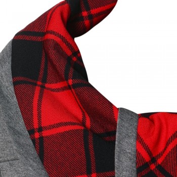 2019 NEW Blouse Women Long Sleeve Irregular Hem Plaid Button Turtleneck Tartan Tunic Sweatshirt Pullover Tops #Y