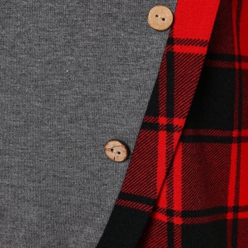2019 NEW Blouse Women Long Sleeve Irregular Hem Plaid Button Turtleneck Tartan Tunic Sweatshirt Pullover Tops #Y