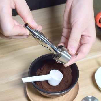 4PC/Set Nespresso Stainless Steel Refillable Coffee Capsule Coffee Tamper Reusable Coffee Pod Business Birthday Coffeeware Gift