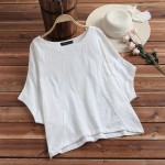 ZANZEA 2018 Women Blouse Bat Short Sleeve Loose Summer Blusa Feminina Casual Shirt Blusas Work White Top Chemise Femme Plus Size