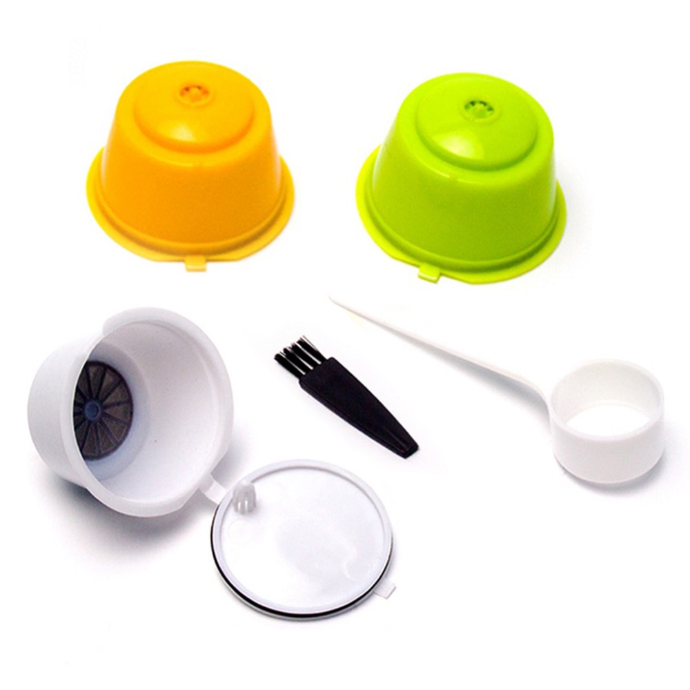 3Pcs Eco-friendly Reusable Coffee Capsule set Scoop Brush Food Grade Plastic PP Coffee Filter Baskets Soft Capsules Taste Sweet