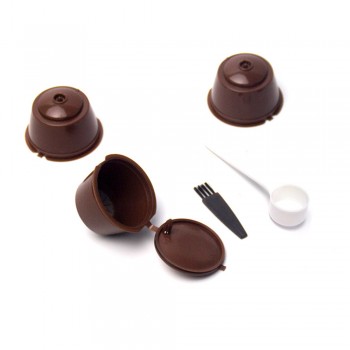 3Pcs Eco-friendly Reusable Coffee Capsule set Scoop Brush Food Grade Plastic PP Coffee Filter Baskets Soft Capsules Taste Sweet