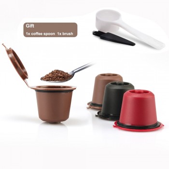 3pcs/pack Refillable Reusable Nespresso Coffee Capsule With 1PC Plastic Spoon Filter Pod For Original Line Siccsaee Filters