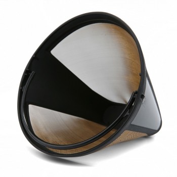 Cone-Style Reusable Coffee Filter 10-12 Cup Permanent Coffee Maker Machine Filter Gold Mesh with Handle Cafe Coffees Tools