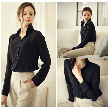 Women Blouses Direct Selling Button Solid 2016 Autumn New Long-sleeve Shirt Female Chiffon Womens Slim Clothing