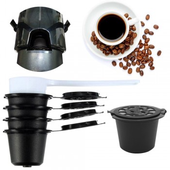 New 4pcs Coffee Capsules Filter Cup Refillable Reusable Coffee Capsule Pods For Nespresso Machines Spoon Tea Baskets Dolci Gusto