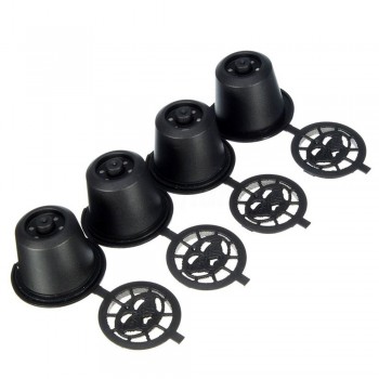 New 4pcs Coffee Capsules Filter Cup Refillable Reusable Coffee Capsule Pods For Nespresso Machines Spoon Tea Baskets Dolci Gusto