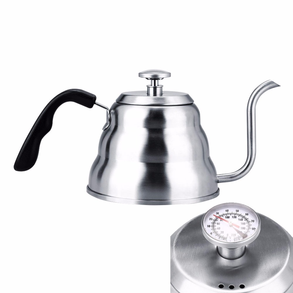 1/1.2L Gooseneck Drip Kettle Coffee Tea Pot Stainless Steel Drip Kettle With Creative Thermometer Suit For Induction Cooker