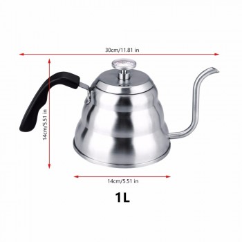 1/1.2L Gooseneck Drip Kettle Coffee Tea Pot Stainless Steel Drip Kettle With Creative Thermometer Suit For Induction Cooker