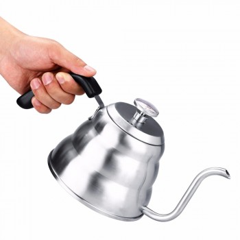 1/1.2L Gooseneck Drip Kettle Coffee Tea Pot Stainless Steel Drip Kettle With Creative Thermometer Suit For Induction Cooker