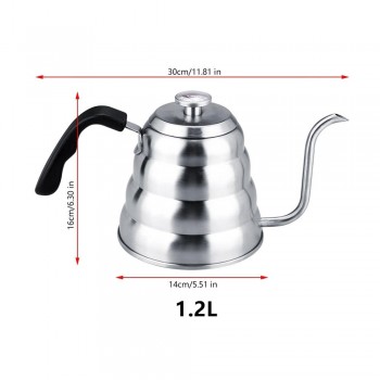 1/1.2L Gooseneck Drip Kettle Coffee Tea Pot Stainless Steel Drip Kettle With Creative Thermometer Suit For Induction Cooker