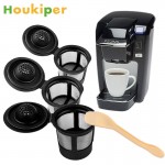 Houkiper 3Pcs/set Coffeeamp;Tea Pod Filters Compatible With Keurig K Cup Coffee System Reusable Coffee Filter With A Coffee Spoon