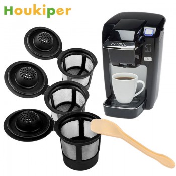 Houkiper 3Pcs/set Coffeeamp;Tea Pod Filters Compatible With Keurig K Cup Coffee System Reusable Coffee Filter With A Coffee Spoon