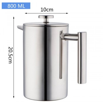 French Press Coffee Tea Brewer Double Wall 1Liter 34 Ounces, Heavy Duty 18/10 Stainless Steel thermos For Coffee Drinkware