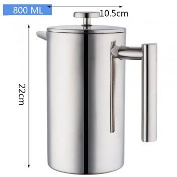 French Press Coffee Tea Brewer Double Wall 1Liter 34 Ounces, Heavy Duty 18/10 Stainless Steel thermos For Coffee Drinkware