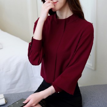 New Fashion 2018 women blouse shirt long sleeve plus size womens clothing red office lady shirt feminine tops blusas D208 30