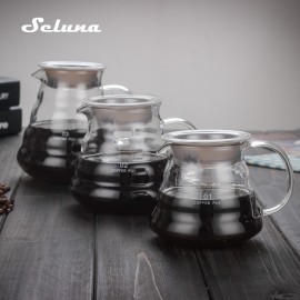 V60 Pour Over Glass Range Coffee Server 360ml 600ml 800ml Carafe Drip Coffee Pot Coffee Kettle Brewer Barista Percolator Clear
