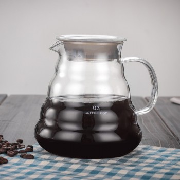 V60 Pour Over Glass Range Coffee Server 360ml 600ml 800ml Carafe Drip Coffee Pot Coffee Kettle Brewer Barista Percolator Clear