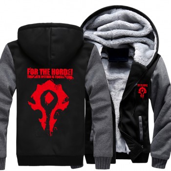Game Periphery World of Warcraft Casual Thick  Mens Warm Cotton Coat WOW Horde Hoodie Alliance Logo Hooded Sweatshirt