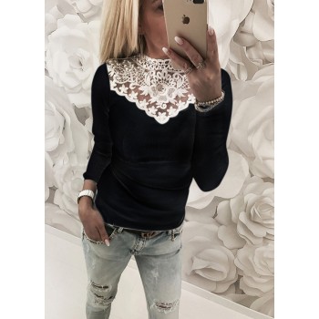 Spring Autumn women Lace Blouse Shirt Sexy White Red Gray Black Tops Party Girls Blusas Shirts 2018 Fashion
