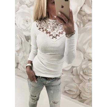 Spring Autumn women Lace Blouse Shirt Sexy White Red Gray Black Tops Party Girls Blusas Shirts 2018 Fashion