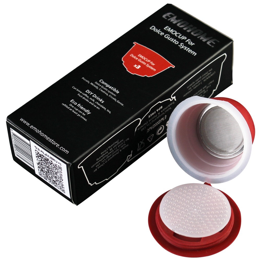 EMOHOME 3pcs Reusable Dolce Gusto Refillable Capsules Compatible with Nescafe Dolce Gusto Machine System, not machine!