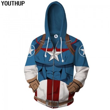 YOUTHUP 3D Hoodies Men 3D Printed Spiderman Zipper Long Sleeve Hooded Sweatshirts Men Coat Cosplay Hoody Cool Tops Plus Size