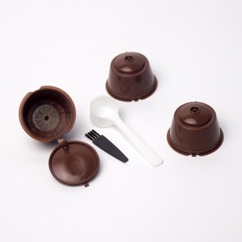 3Pcs/set Reusable Refillable Coffee Capsule Pods Coffee Filters With Scoop Brush For Nescafe Dolce Gusto Coffee Maker Machine