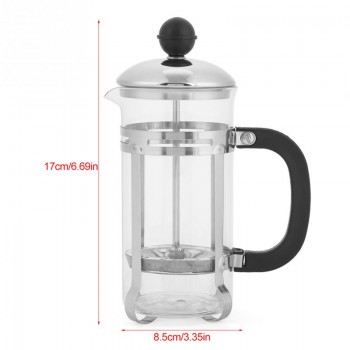 350ml Stainless Steel Glass Hollow Cafetiere French Filter Coffee Pot Coffee Tea Pot Press Plunger