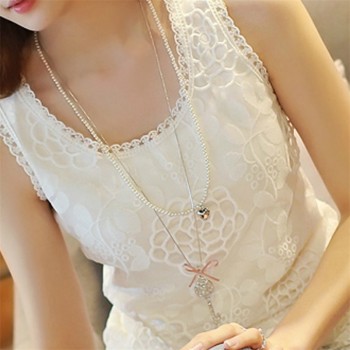 Women Blouse Shirt Femininas Summer Fashion Woman Lace Elegant Sleeveless Blusas Crochet Casual Shirts Flower Tops Plus Size
