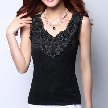 Women Blouse Shirt Femininas Summer Fashion Woman Lace Elegant Sleeveless Blusas Crochet Casual Shirts Flower Tops Plus Size