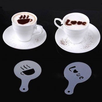 Chocolate Shaker Cocoa Flour Icing Sugar Powder Coffee Sifter+16Pcs Coffee Stencils Template Duster Spray Stainless Coffee Tools
