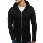 2019 New Hoodie Fleece Sportswear Men Drawstring Hoodies Pullover Streetwear Fashion Casual Sweatshirt Sleeves Striped Folds