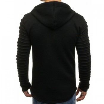 2019 New Hoodie Fleece Sportswear Men Drawstring Hoodies Pullover Streetwear Fashion Casual Sweatshirt Sleeves Striped Folds