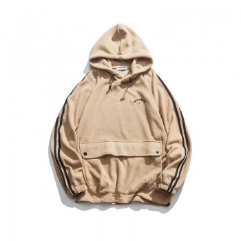 DARK ICON Letter Embroidery Front Pocket Drop Shoulder Sherpa Material Mens Hoodie 2018 Winter High Street Men Hoodies