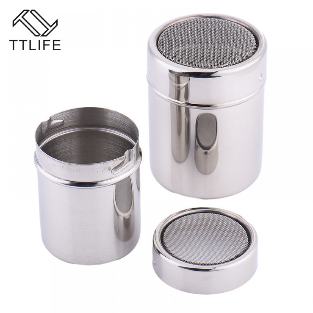 TTLIFE Stainless Steel Chocolate Shaker Cocoa Flour Icing Sugar Powder Coffee Sifter with Lid Coffee Filters Coffee Accessories