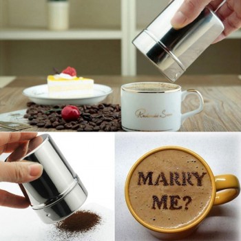 HOT Stainless Steel Chocolate Shaker Cocoa Flour Icing Sugar Powder Coffee Sifter Lid Shaker Cooking Tools Coffee Accessories