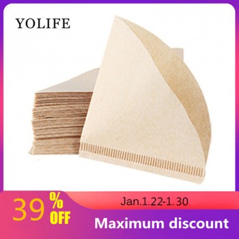 100 Pieces Wooden Hand V60 Drip Paper Coffee Filter 102 coffee strainer Bag Espresso Tea Infuser Accessories