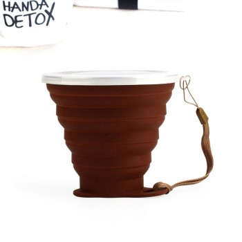 ME.FAM 270ml Stainless Steel Silicone Folding Cup With Lanyard / Dustproof Cover Lid Outdoor Coffee Cups Retractable Travel Copa