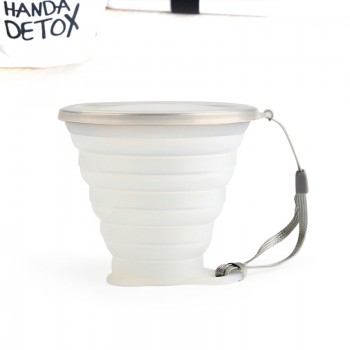 ME.FAM 270ml Stainless Steel Silicone Folding Cup With Lanyard / Dustproof Cover Lid Outdoor Coffee Cups Retractable Travel Copa