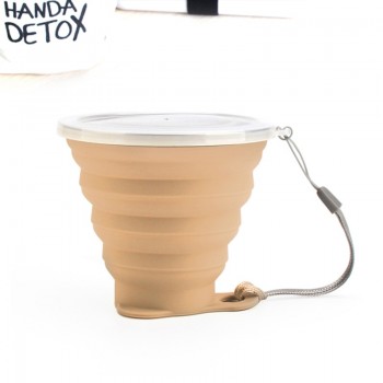 ME.FAM 270ml Stainless Steel Silicone Folding Cup With Lanyard / Dustproof Cover Lid Outdoor Coffee Cups Retractable Travel Copa