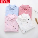 EYM Brand Printed Shirts Women 2018 Spring New Women Long Sleeve Blouse Good Quality Cotton Blouses White Tops Blusa Feminina