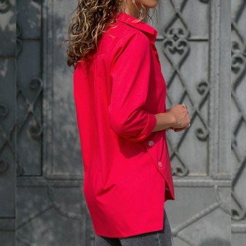 Womens Office Lady Chiffon Irregular Shirt Solid Long Sleeve Female Blouse With Button 2019 Spring Autumn Tops Plus Size 5XL