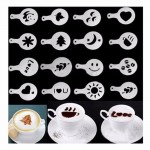 16Pcs/set Coffee Art Tool Creative Plastic Garland Mold Barista Fancy Coffee Printing Mould Coffee Spray for dolce gusto